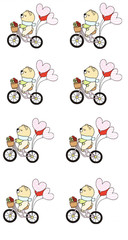 Bike Riding Teddy Bear Stickers Cute Heart Decals Kawaii Scrapbook Animal Art