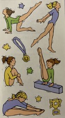 GYMNASTICS Stickers(11pc)Competition￼•Trophy•Metal•Mats•Olympics￼•Dance•BAL Beam