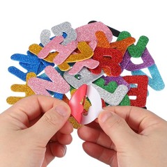 Alphabet Foam Stickers, 104Pcs Letters A-Z EVA Self Adhesive Glitters, Purple