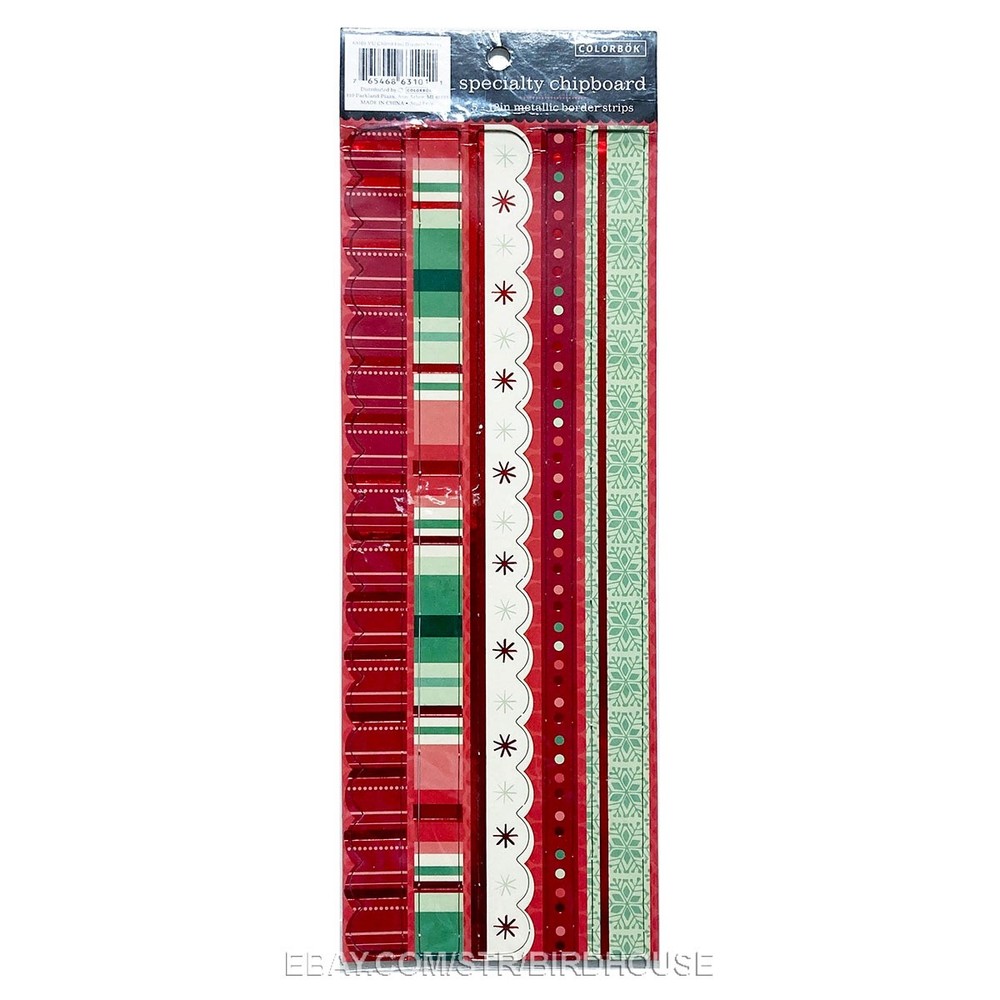 Christmas Holiday Borders Metallic Non-Adhesive Chipboard 12″ Embellishments