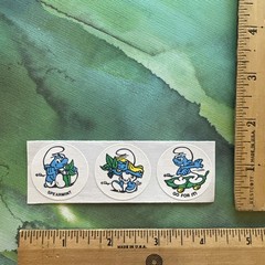 Vintage 80s Spearmint Matte Smurf Minty Sniff Stickers Peyo Strip