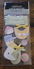 Keepsake Essentials 3-D Die Cuts SPECIAL DELIVERY Stork Bib Cup Embellishments