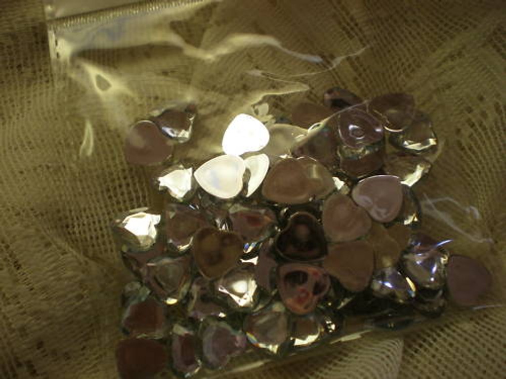 12mm HEART RHINESTONE ACRYLIC FLATBACK RED PINK CLEAR