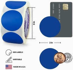 Permanent Business Stickers, 2″ Blue Labels, 500 Count