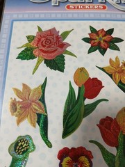 2 SHEETS 20 Pcs Sparkling Stickers Flowers Floral Brand New Vintage