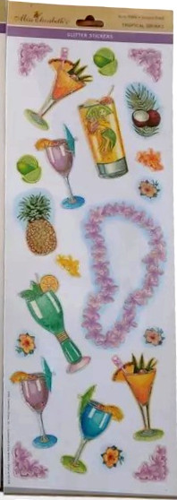 Tropical Drinks Alcohol Coconut Lime Lei Umbrella Miss Elizabeth’s Stickers