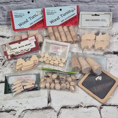 Vintage Wooden Items Spools Cows Churns for Crafting Folk Art Country Crafts Lot