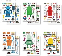 24 Sheets Make Your Own Robot Stickers Make A Face Stickers for Kids Toddlers wi