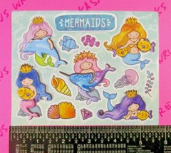 Mermaids & Sea Life 3D Pop Up Glittery Small Sticker Sheet