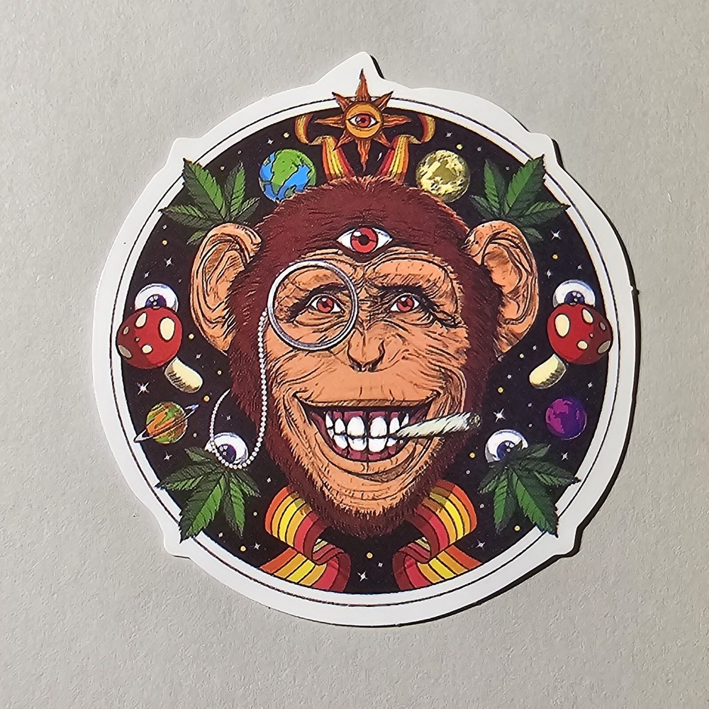 THIRD EYE SPACE APE MUSHROOMS WEED BUDS 420 GANJA STICKER S64 MONKEY MARIJUANA