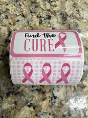 Breast Cancer Awareness Stickers Roll 3 x 1.5 in, 500 Pieces New Open Bag
