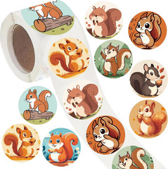 500PCS Cute Squirrel Stickers for Woodland Animals Birthday Party Favors