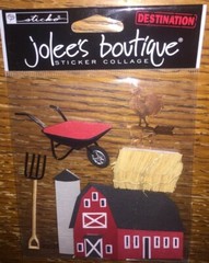 Lot Of 2 RARE Jolees BARNYARD Farm Barn Hay Pitch Fork Country Animals Stickers
