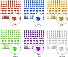 Rhinestone 25 Sheet 25 Colors, Red, Blue, Coffee, Green, Violet, Ab Clear