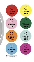 40 PCs Round 1” Multi-colored Smiley Face Thank You Stickers Appreciation