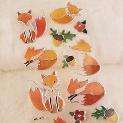 3 Stained Glass Inspired Plastic Animal Sticker Sheet – Unicorns, Foxes, Whales
