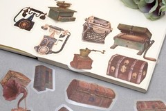 40pcs vintage stuff PET stickers | Pendulum wall clock Vintage stuff furniture