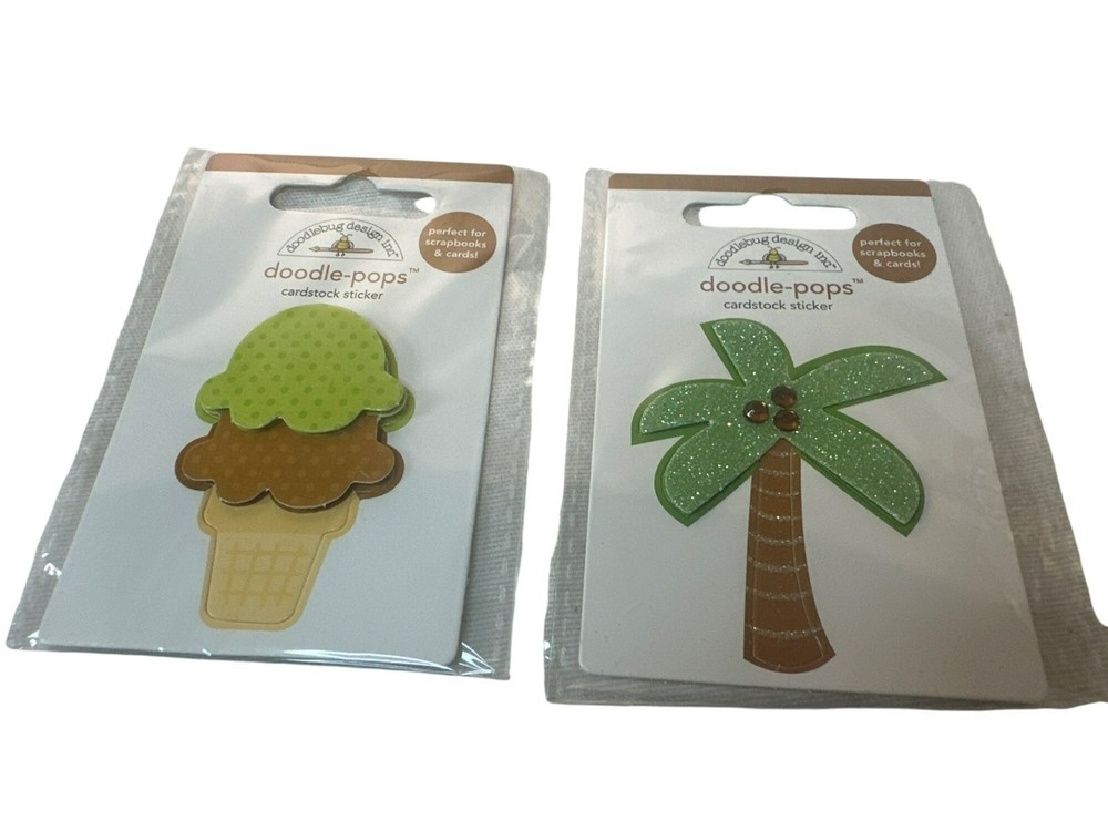 Doodlebug Design Stickers Doodle-Pops Cardstock Set Ice Cream Palm Tree
