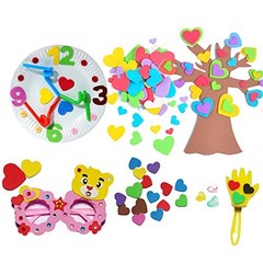 Glitter Foam Stickers Self Adhesive Craft Shapes Stars Hearts Flowers 6PCS