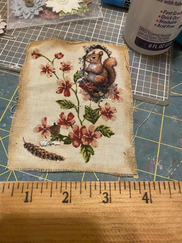 Nature, Squirrel, Mushroom, Handmade Ephemera, ,Junk Journal,tag,embellishment