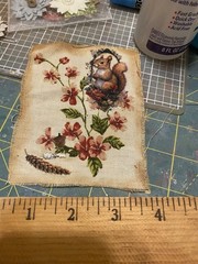 Nature, Squirrel, Mushroom, Handmade Ephemera, ,Junk Journal,tag,embellishment