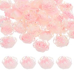 23mm Resin Rose Flatback Charms, 40 Pcs Flatback Cabochon, Gradient Light Pink