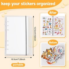 Reusable Sticker Book 100 Sheets Sticker Collecting Album with Tweezer & Spat…