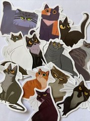 CAT ASSORTMENT Stickers(6pc) •Fuzzy•Meow•Kitten•Pet•Feline •Cute•Fur•Whiskers•