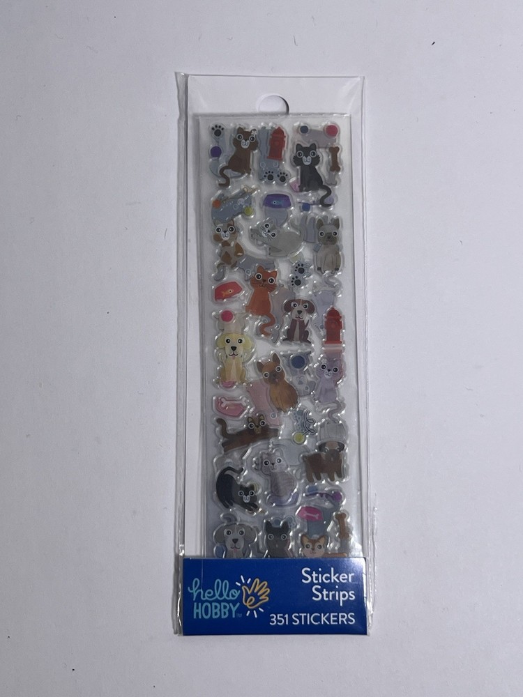 Sticker Strips 351 Stickers Hello Hobby Cat And Dog Stickers Cute Brand New Mint