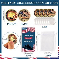 100 Pcs Military Challenge Coins Gift Bulk Thank You for Your Service Militar…