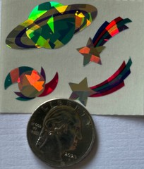 SPARKLE SPACE Prismatic Stickers(8pc)Mrs.Grossman’s •Universe•Star•Rainbows•Moon