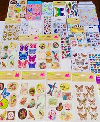 Large Sticker Lot Themed Birds Butterflies feathers Flowers Plants Farmhouse