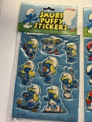 Vintage 80s Smurf & Smurfette Puffy Stickers Peyo Assortment #2 & #8 NOS
