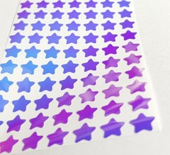 White/Blue Holographic Star Stickers! ~ 0.3 to 1.5 inch Custom Size