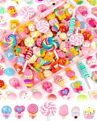 120 Pcs Cute Candy Slime Charms Kawaii Flatback Resin Charms for DIY Phone Case