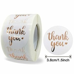 1.5Inch Thank You Stickers Roll 500 Pcs Rose Gold Thank You Stickers Lables Tags