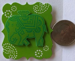 GREEN/WHITE Dimensional Sticker(4pc) Michaels•Cocktail•Plane•Elephant•Gift Bag