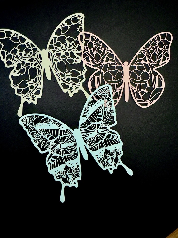12PCS Large Paper Lace Butterfly for Scrapbooking, Crafting, Party Decoration -A