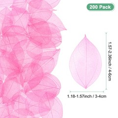 200-Pack Skeleton Leaves, Natural Rubber Leaves Vein[4-6cm, Light Pink]