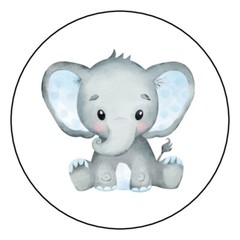30 Blue Watercolor Baby Elephant Envelope Seals Labels Stickers 1.5″ Round