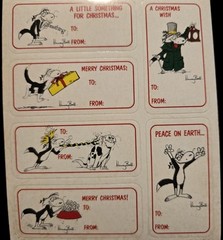 Vintage Sticker Lot Christmas Tags 6 Sheets AGC,Gibson Hallmark, Footrot Flat