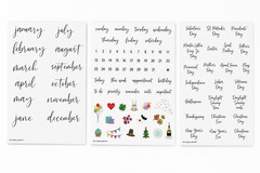 Happy Planner 101 Removable Calendar Decals Calligraphy Stickers Months Holidays