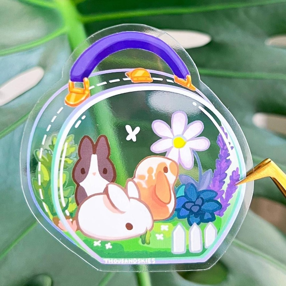 First Meadow Kit Sticker – Rabbits & Bunnies – Transparent Waterproof Vinyl