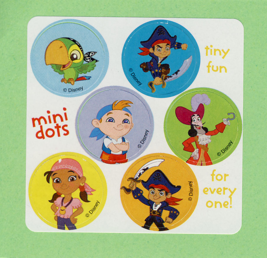 60 Jake and the Never Land Pirates Mini Dot Stickers – Party Favors – Rewards