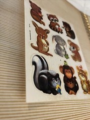 Old 1 Page Vintage 1979 Dennison Stickers Animals Monkey Kangaroo Skunk Bear