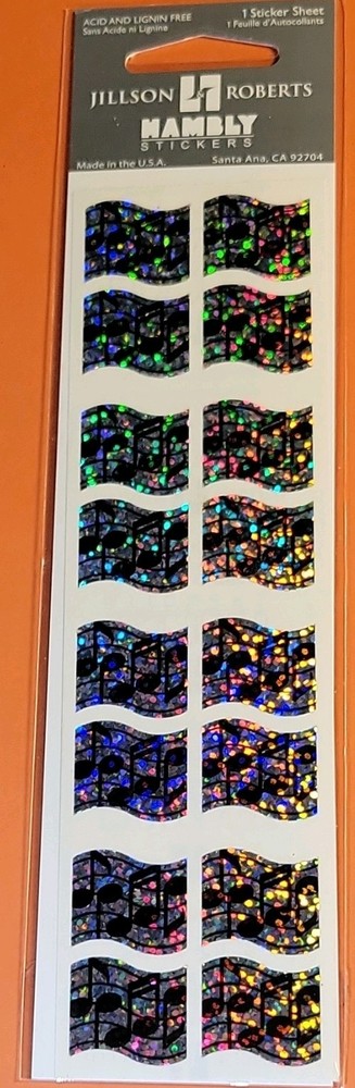 Jillson Roberts Hambly Holographic Multicolor Music Stickers S7030