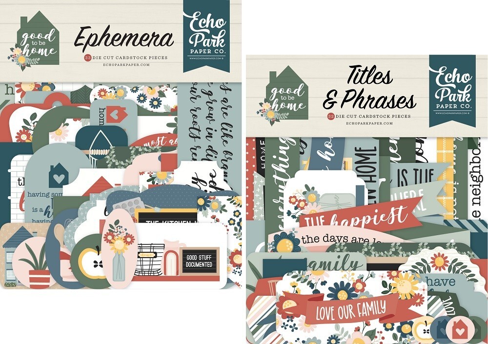 Echo Park GOOD TO BE HOME *2 Packs* Ephemera Die Cuts + Titles & Phrases 65p