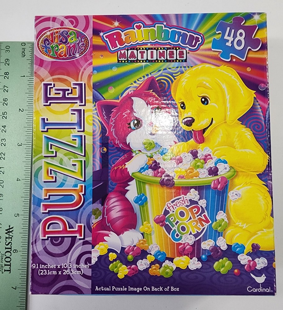 Lisa Frank Vintage Rainbow Matinee Cat/Dog 48 piece Puzzle w/Box SEALED BAG 2014