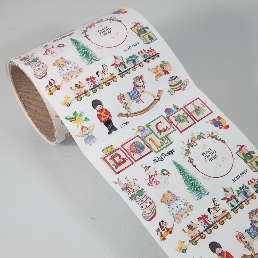 Vintage NRN Designs Babys 1st Christmas Sticker Roll Lot of 18 Sheets