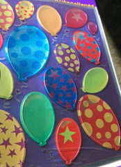 Vintage Heartline / Hallmark Foil Balloon Stickers 2 Sheets Sealed Multicolor